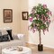 Rose Red Artificial Wisteria Tree with Real Wood Trunk and Cement Pot Perfect for Living Rooms or Bedrooms